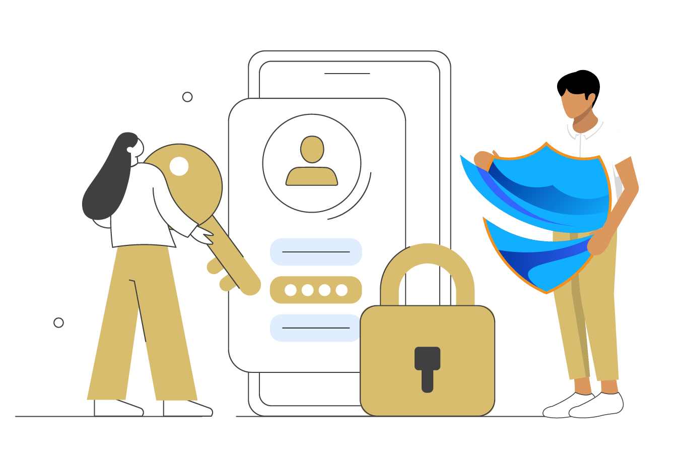 2 personen, eine person hält einen schlüssel, die andere hält das clavik logo